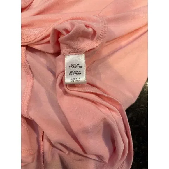 Zenana Women's V-Neck Front Tie T-Shirt Pink Size M Casual Spring - Picture 7 of 9